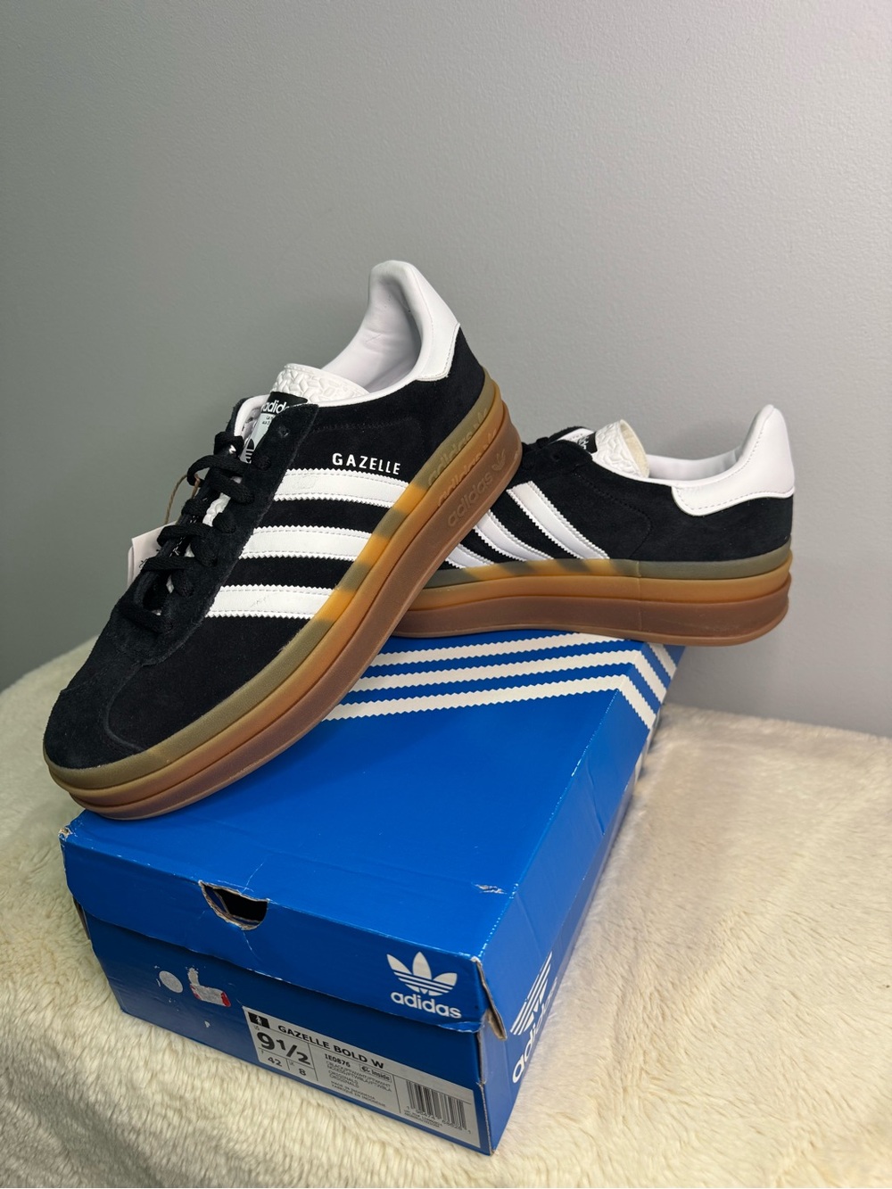 adidas Gazelle Women’s Black White with Gum Bottom